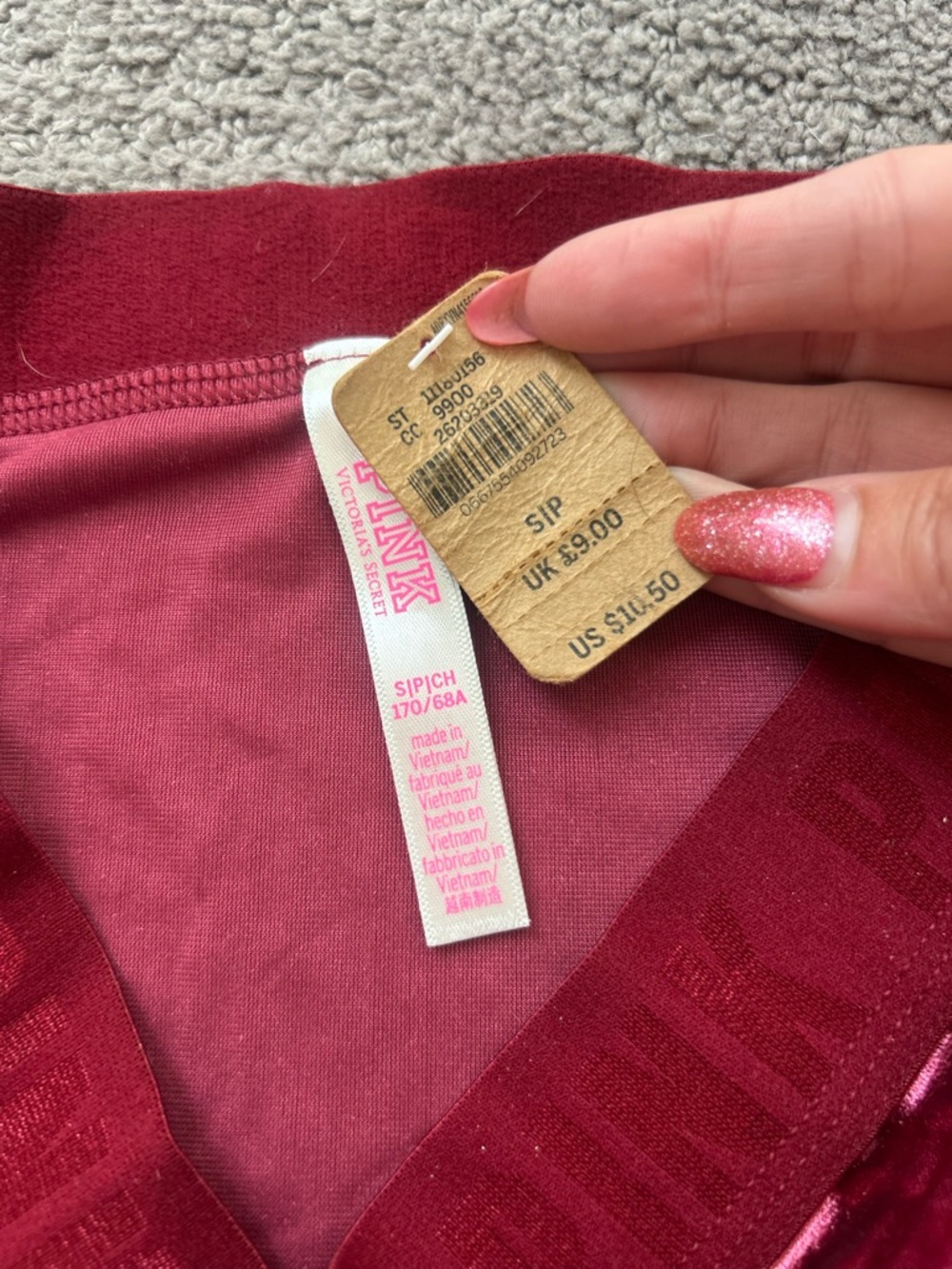 Victoria's Secret PINK Crushed Velvet Boyshorts Maroon Cranberry NWT | Size S - Picture 3 of 7